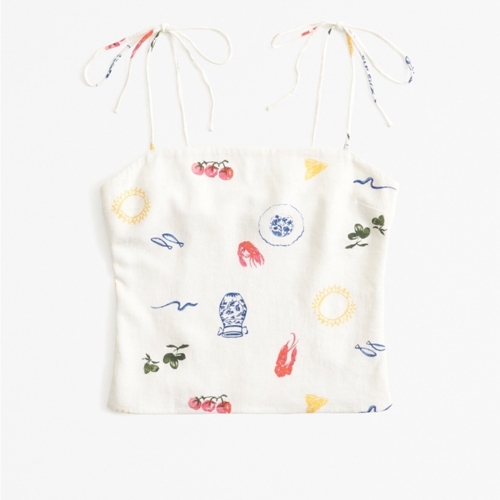 Linen Blend Tie Strap Abercrombie Summer Top